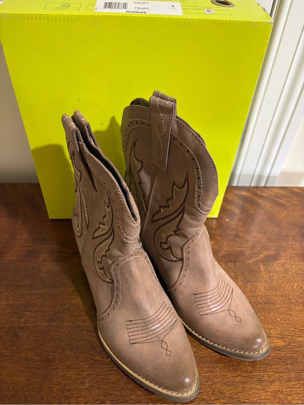 Very Volatile Taupe Brown Western Ankle Boots - Embroidered Suede Booties